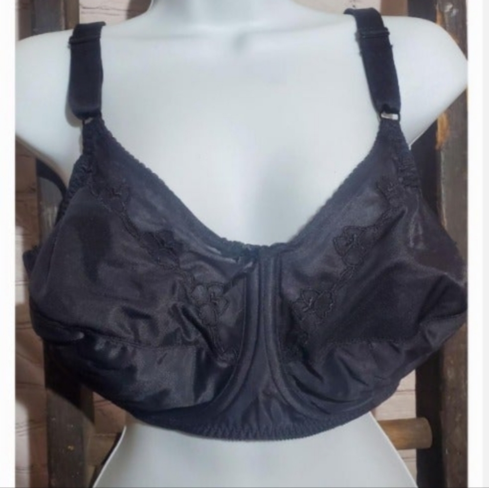 Bali 40DDD 40F Bra Underwire Full Coverage‎ Wode Straps Black